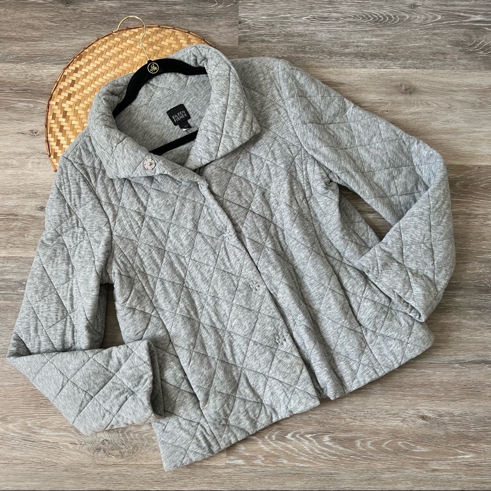 Eileen fisher gray quilted jacket